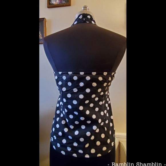 ChicStar XL Black & White Retro Polkadot Halter - Picture 3 of 4
